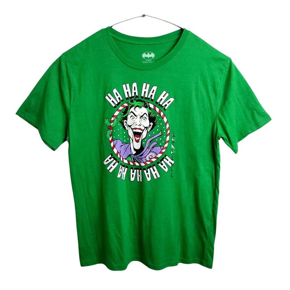 Batman Green T-shirt with Joker laughing, Christmas, Size LARGE